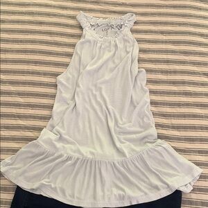 LOFT Light Blue Ruffle Hem Top